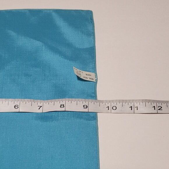 Turquoise Blue Pure Silk Scarf - Picture 4 of 4